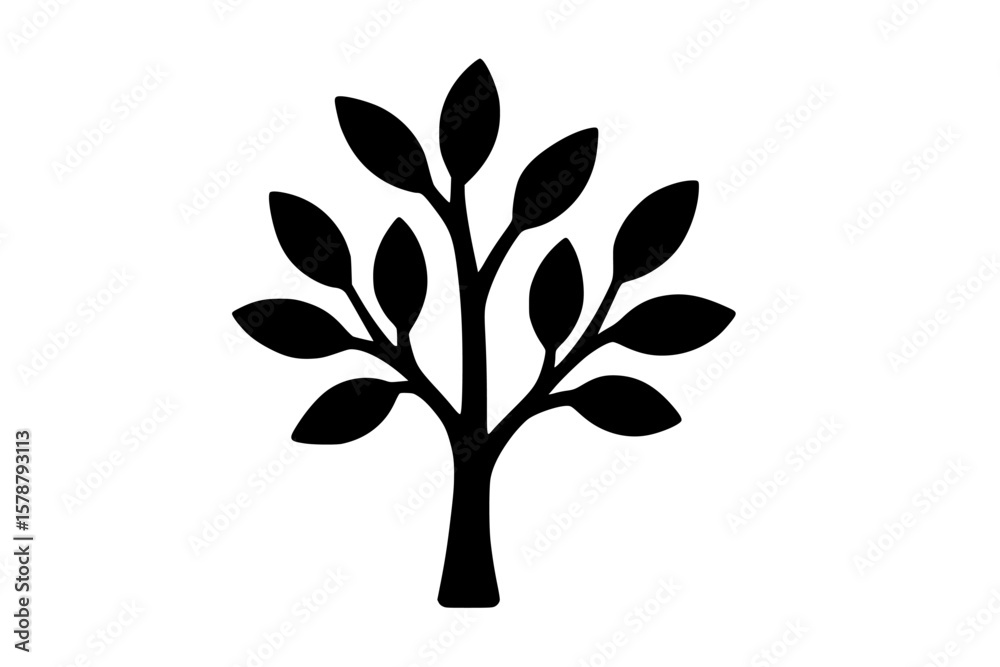 Obraz premium Artistic Silhouette of a Tree with Leaves