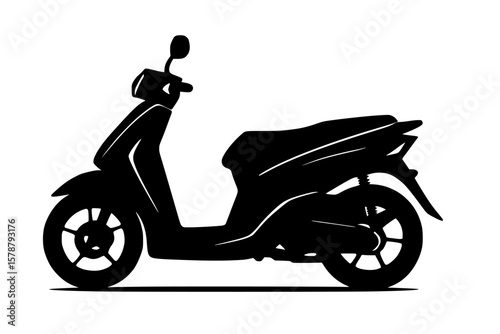 Silhouette of a Scooter in Black against a White Background