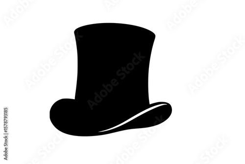 Elegant Silhouette of a Top Hat Isolated on white background