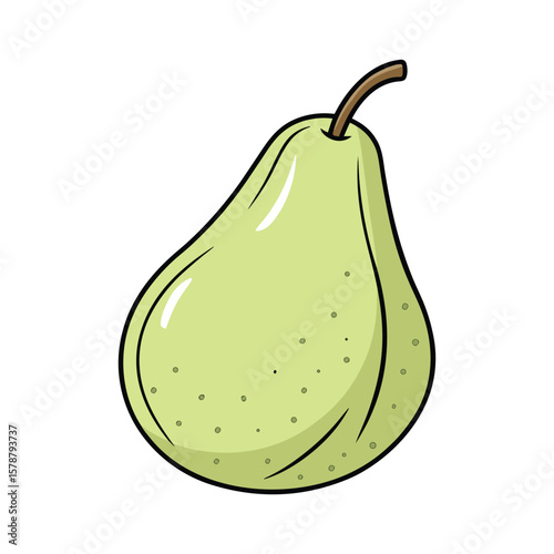Green Pear with Speckled Skin — Isolated Fresh Fruit Vector