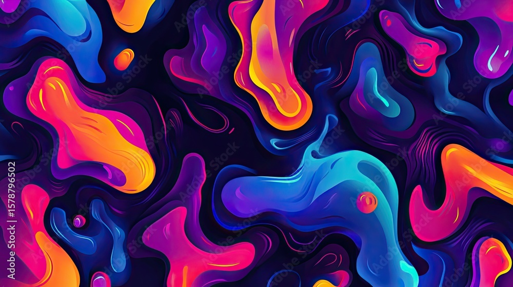Fototapeta premium The stock photo showcases a vibrant, seamless texture composed of bold, abstract organic shapes.