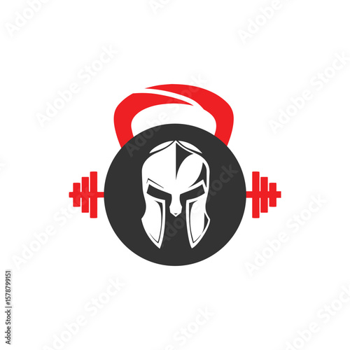 Spartan helmet and kettlebell vector