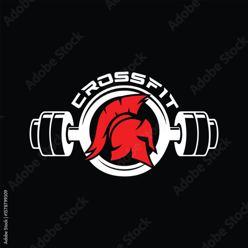 Spartan helmet and kettlebell vector