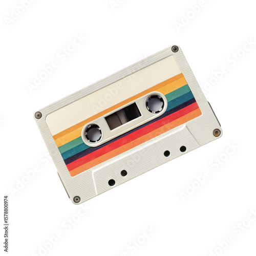 retro music audio tape on transparent background