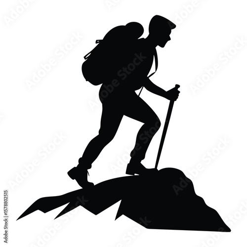 A bold black silhouette of a skier descending a snowy slope, perfect for winter sports, adventure, and outdoor-themed designs.