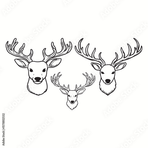 Deer Lover Retro Graphic Illustration Animals Wild Deer Black Art