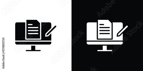 Blended learning icon simple illustration in flat design