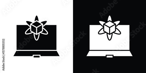 Computer simulation icon simple illustration in flat design