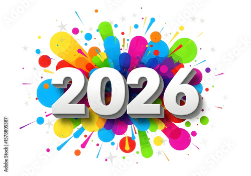A colorful 2026 new year text transparent background