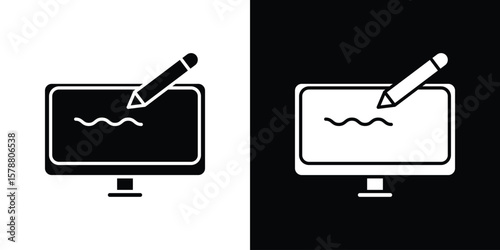 Electronic signature icon simple illustration in flat design