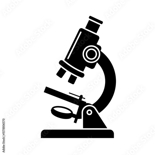 A black and white microscope is isolated on white background