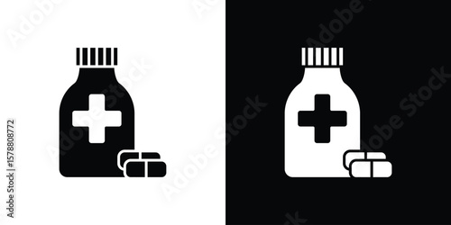 Medicine bottle icon simple illustration in flat design