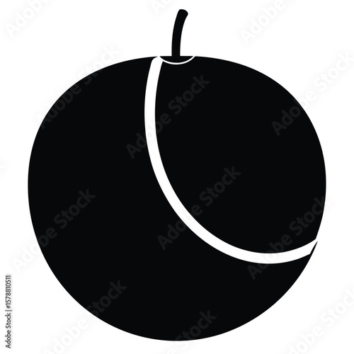 Minimalist Honeydew Melon Silhouette Half Cut with Inner Hollow Suggestion Vector
