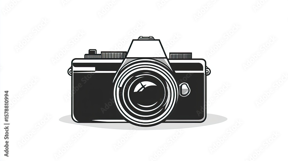 Fototapeta premium The stock photo shows a clean, simple vector icon of a camera.