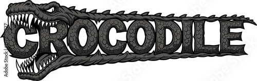 Crocodile text art with a crocodile head forming the beginning and tail forming the end of the word