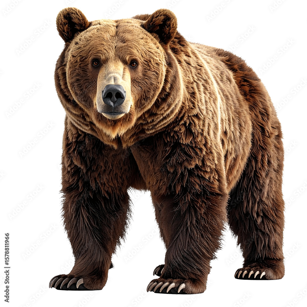 Fototapeta premium 3D bear icon isolated on transparent background. PNG