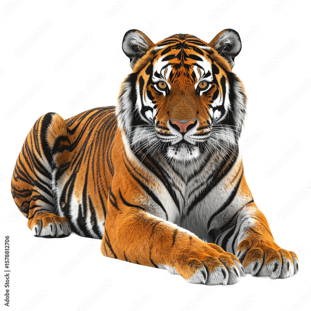 Naklejka premium 3D tiger icon isolated on transparent background. PNG