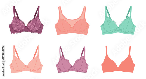 Assorted bras in various colors and styles for Bra Day  