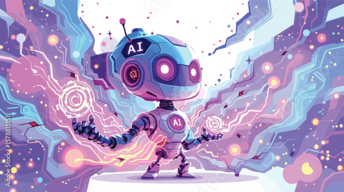 Futuristic ai robot in a tech-inspired environment displaying artificial intelligence and innovation.