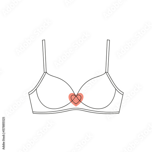 Simple illustration of a bra with a heart symbol for Bra Day  