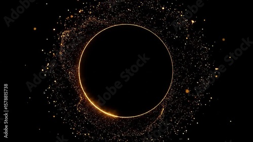 Golden Orbit A glowing circle with glittering particles around a dark core