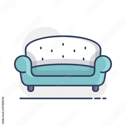 Soft sofa vector icon. Furniture sign