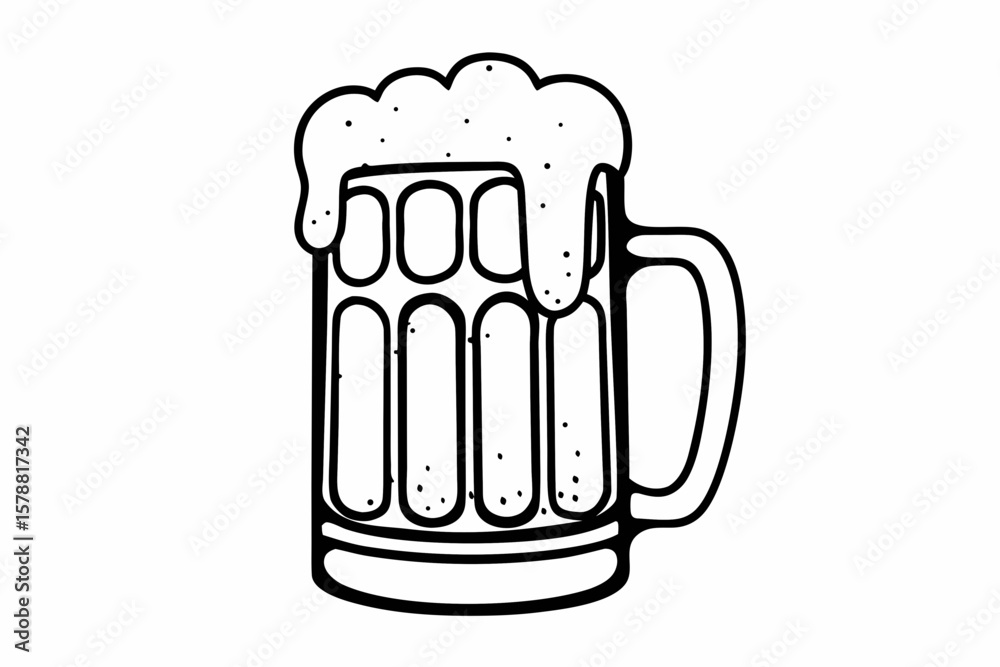 A foamy beer mug illustration, isolated on white background A foamy beer mug illustration, isolated on white background