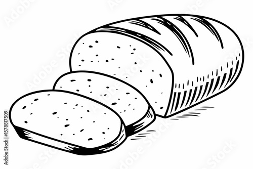 A sliced loaf of bread is isolated on white background