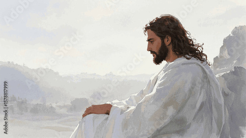 Gospel Hues Jesus isolated watercolor vector illustration svg