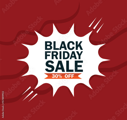 Black Friday Sale Ad – 30% Off Red Background Discount Offer Banner