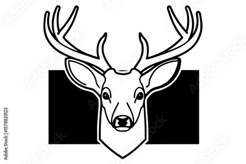 A majestic deer head with antlers isolated on white background