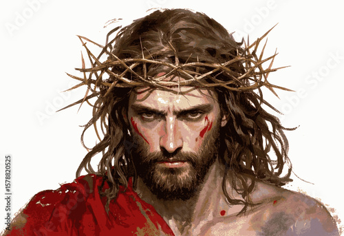 Sovereign Hues Jesus Christ crowned isolated watercolor vector illustration svg