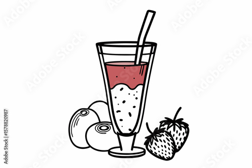 A refreshing smoothie with fruits isolated on white background