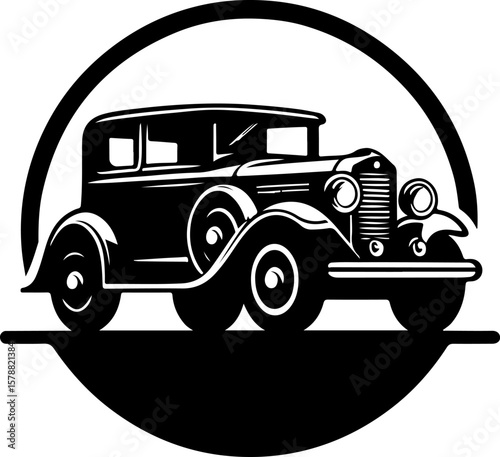 silhouette vector illustration sketch design icon logo symbol transportation car old ethnic classic vintage retro metropolis style modern
