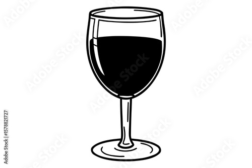 A single wine glass filled with red wine isolated on white background
