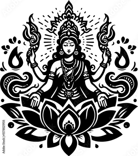 silhouette vector illustration sketch detail design icon logo symbol god goddess mythology hindu classic vintage ethnic traditional 