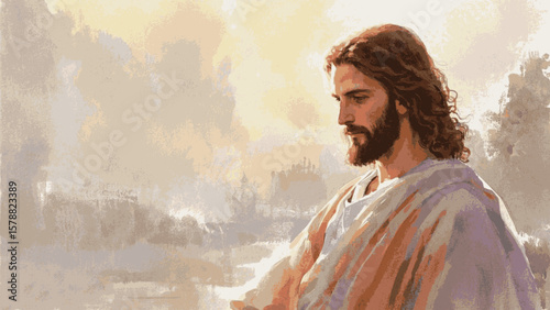 Resurrection Dawn Jesus isolated watercolor vector illustration svg