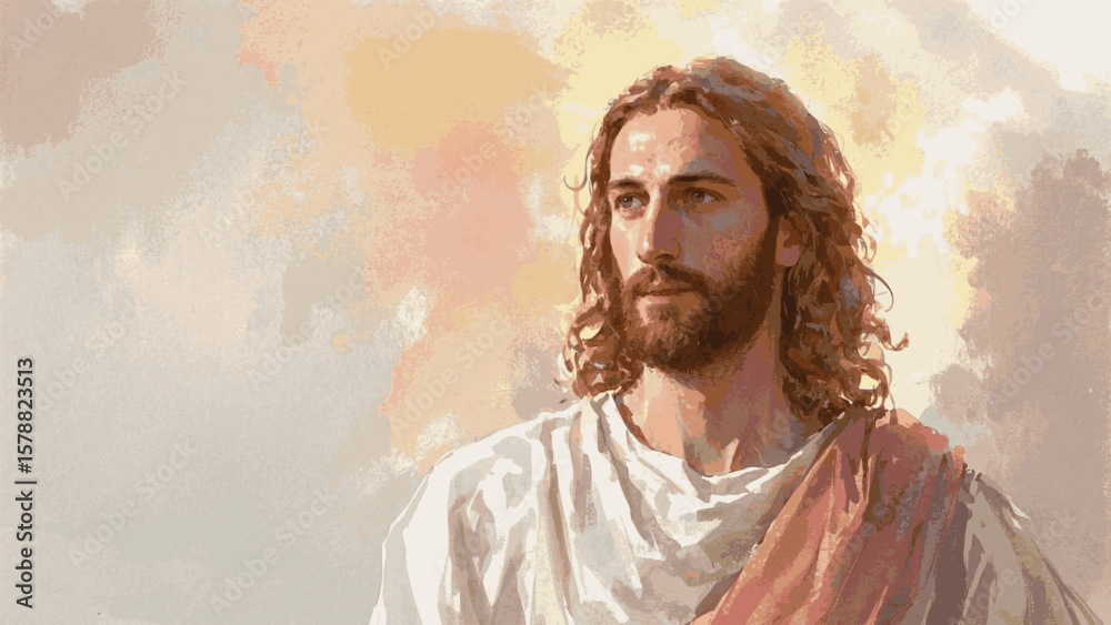 Fototapeta premium Compassion Flow Jesus isolated watercolor vector illustration svg