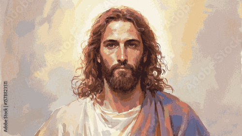 Sacred Sorrow Wash Jesus isolated watercolor vector illustration svg