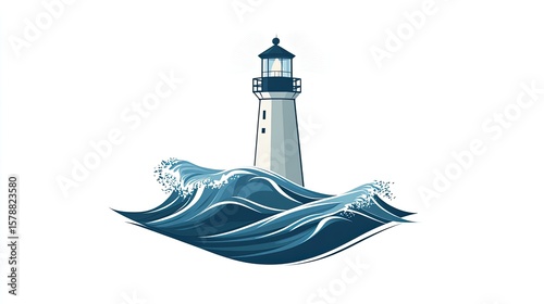 The stock photo shows a lighthouse standing prominently against ocean waves.