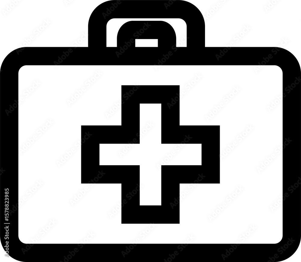 Obraz premium A clean and professional illustration set featuring medical and healthcare tools in black lineart style