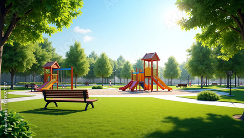 The beauty of the playground public area on a sunny afternoon