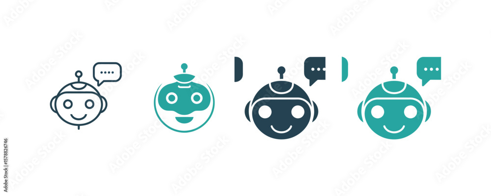 Obraz premium ai chatbot icon vector with robot face and speech bubble symbol for virtual assistant, support bot, and ai communication
