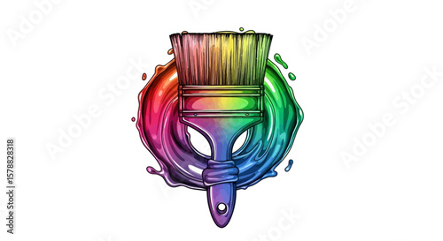 Vector colorful paint brush painting illustration for creative art design and artistic expression concept idea