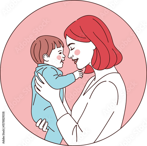 Mother holding baby, loving embrace, emotional bond, nurturing care, parenting moment, maternal connection, family love, motherhood, illustration, child, tenderness