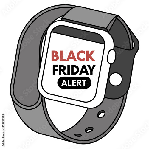 Smartwatch displaying black friday alert notification on its screen symbolizing timely shopping deals and promotions for the biggest sale event of the year