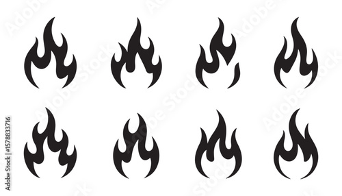 Tribal Flame Icon Pack Black Fire Symbol Silhouettes for Tattoo & Design