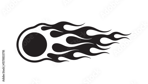 Flaming Meteor Icon Black Fireball Speed Vector Silhouette Design