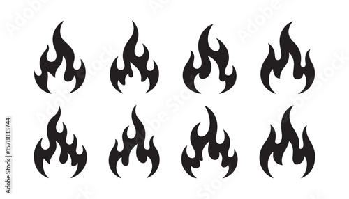 Tribal Flame Icon Pack Black Fire Symbol Silhouettes for Tattoo and Design