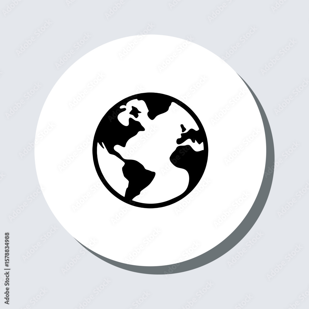 Obraz premium Globe icon vector. Globe sign symbol in trendy flat style. Earth vector icon illustration in circle isolated on gray background